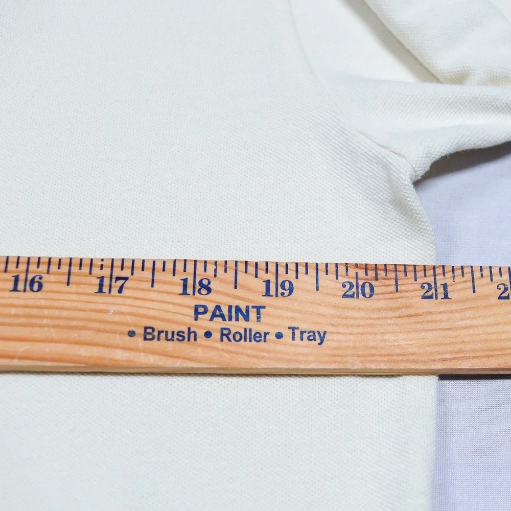 Polo Ralph Lauren Polo Shirt Mens M Cream Short Sleeve Green Pony Mesh Cotton